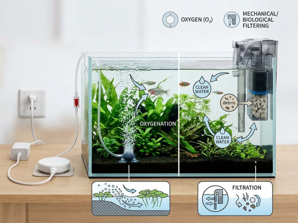 Air Pump vs Filter for U.S. Aquariums Explained -1