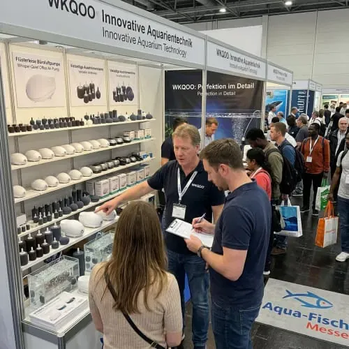 WKAQOO aquarium product exhibition booth at AQUA-FISCH March 2024, Germany for global distributor and OEM buyer outreach
