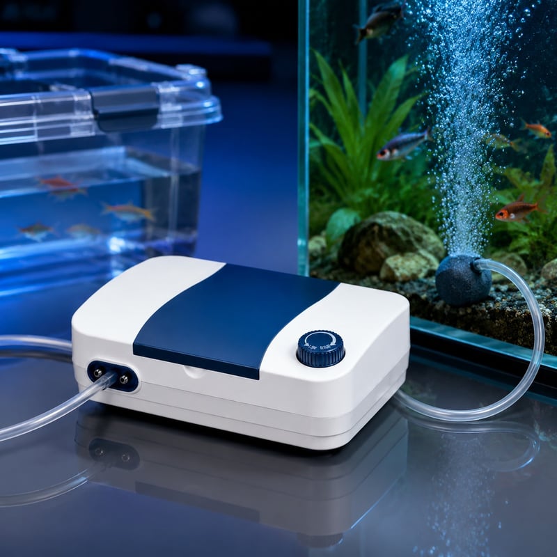 WK009 AD-8000 Rechargeable Aquarium Air Pump model WK009 functions image for Aquarium equipment distributors and sourcing teams