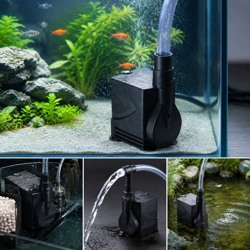 WK042 Mini Submersible Aquarium Water Pump model WK042 functions image for Aquarium equipment distributors and sourcing teams