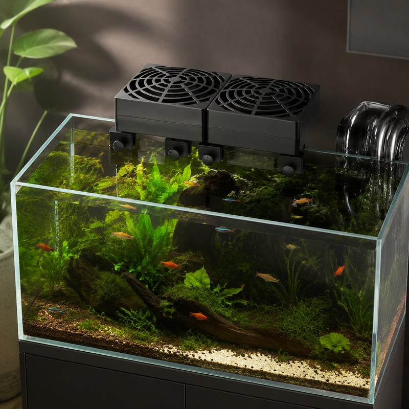 WK061 Dual Head Clip-On Aquarium Cooling Fan for Fish Tanks model WK061 functions image for Aquarium equipment distributors and sourcing teams