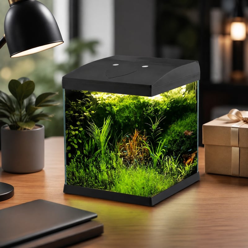 WK072 Mini Rimless Glass Aquarium Tank with LED Light model WK072 detail image 4 for Aquarium tanks wholesale and OEM buyers