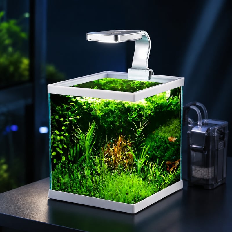 WK076 Open Top Mini Rimless Aquarium Tank with LED Light model WK076 performance image for Aquarium tanks distributors and sourcing teams