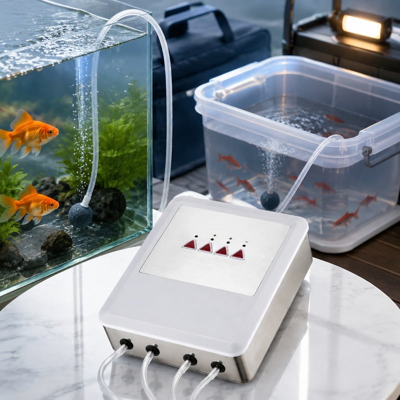 WK099 Rechargeable Aquarium Air Pump model WK099 functions image for Aquarium equipment distributors and sourcing teams