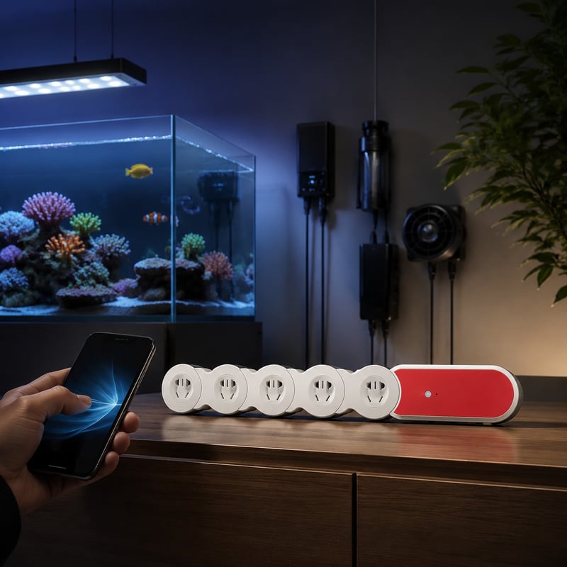 WK125 5 Way WiFi Smart Aquarium Power Strip model WK125 performance image for Aquarium equipment distributors and sourcing teams