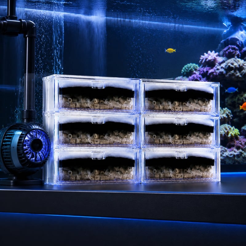 WK128 Trickle Biological Aquarium Filter System model WK128 performance image for Aquarium equipment distributors and sourcing teams